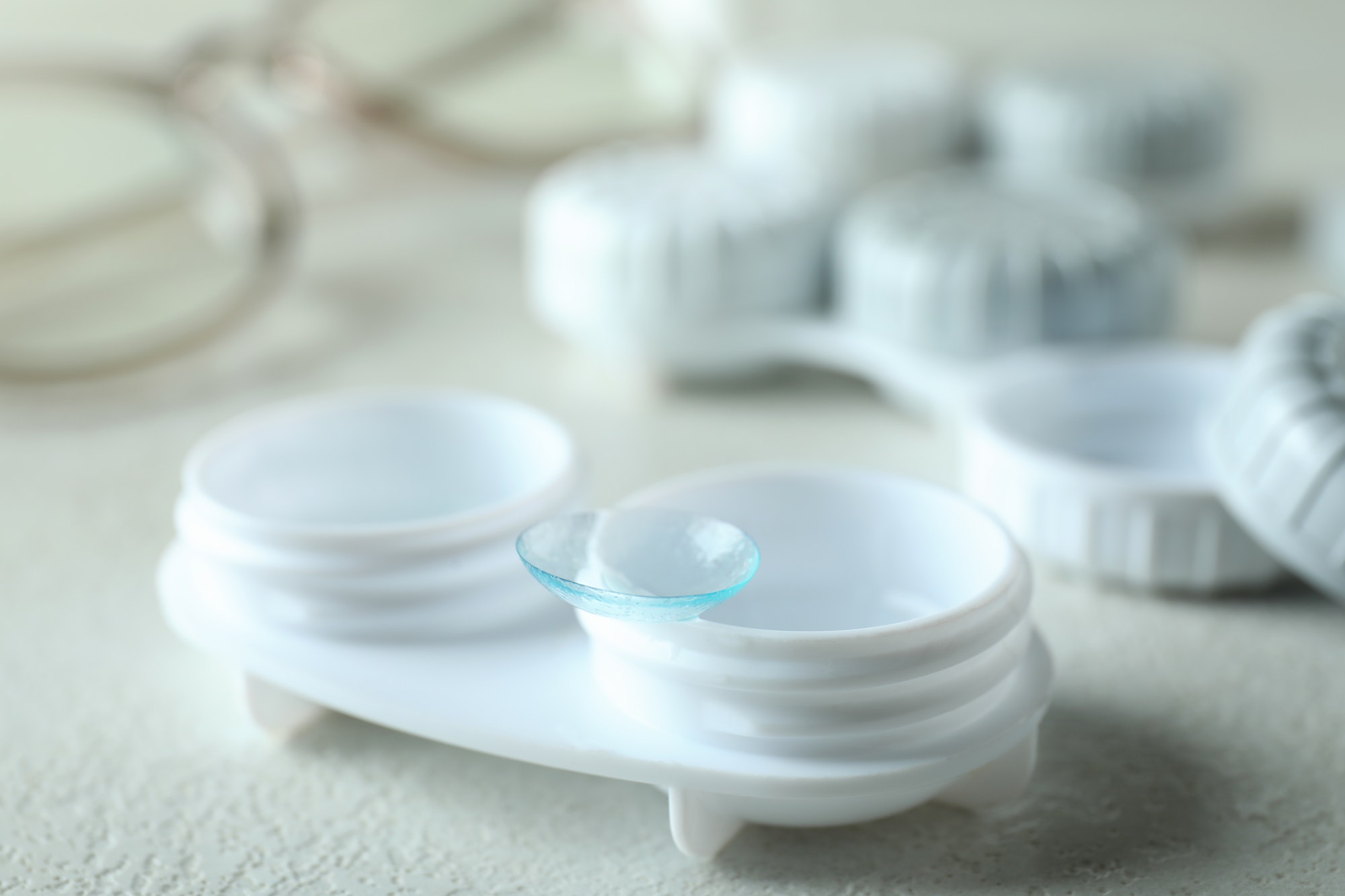 Concept of contact lenses for eyes, health care